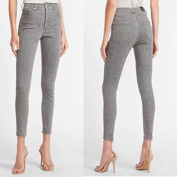 Express Super High Waisted Snakeskin Print Jeans - Picture 1 of 12